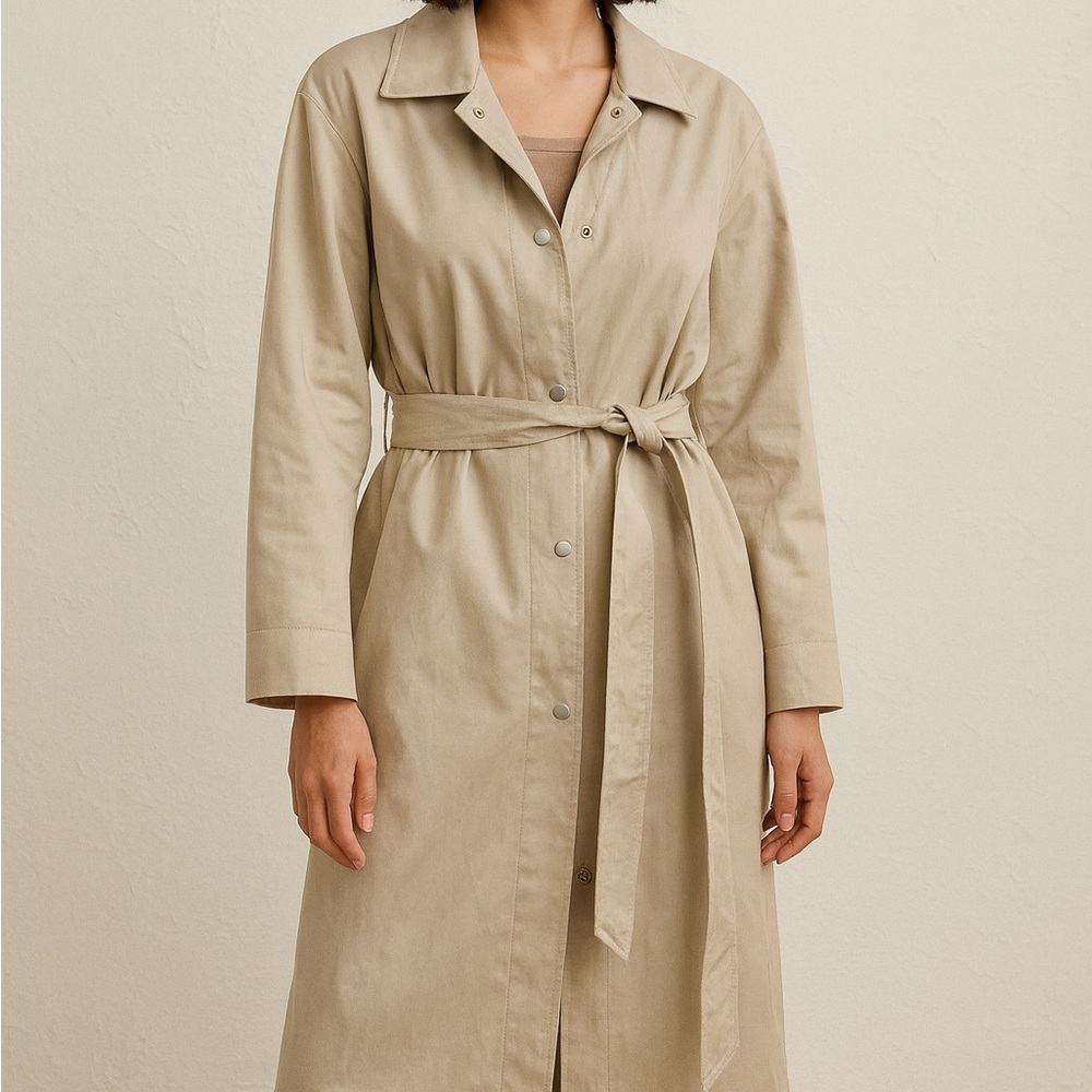 Banana Republic Khaki Trench Coat with Self-Tie Waist